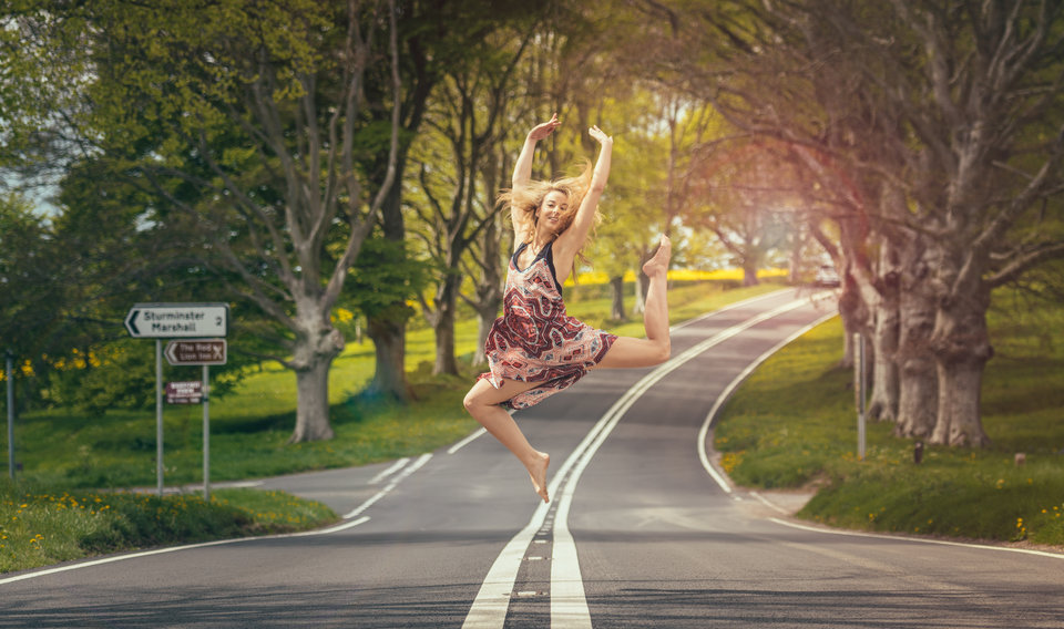 Rsz Dancing Girl Jumping In Street Looking Happy 1